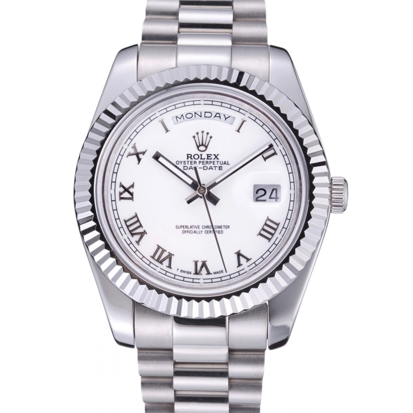 AAA Replica Watches 622547 Rolex Dial Steel Bracelet White Stainless Day-Date 0615